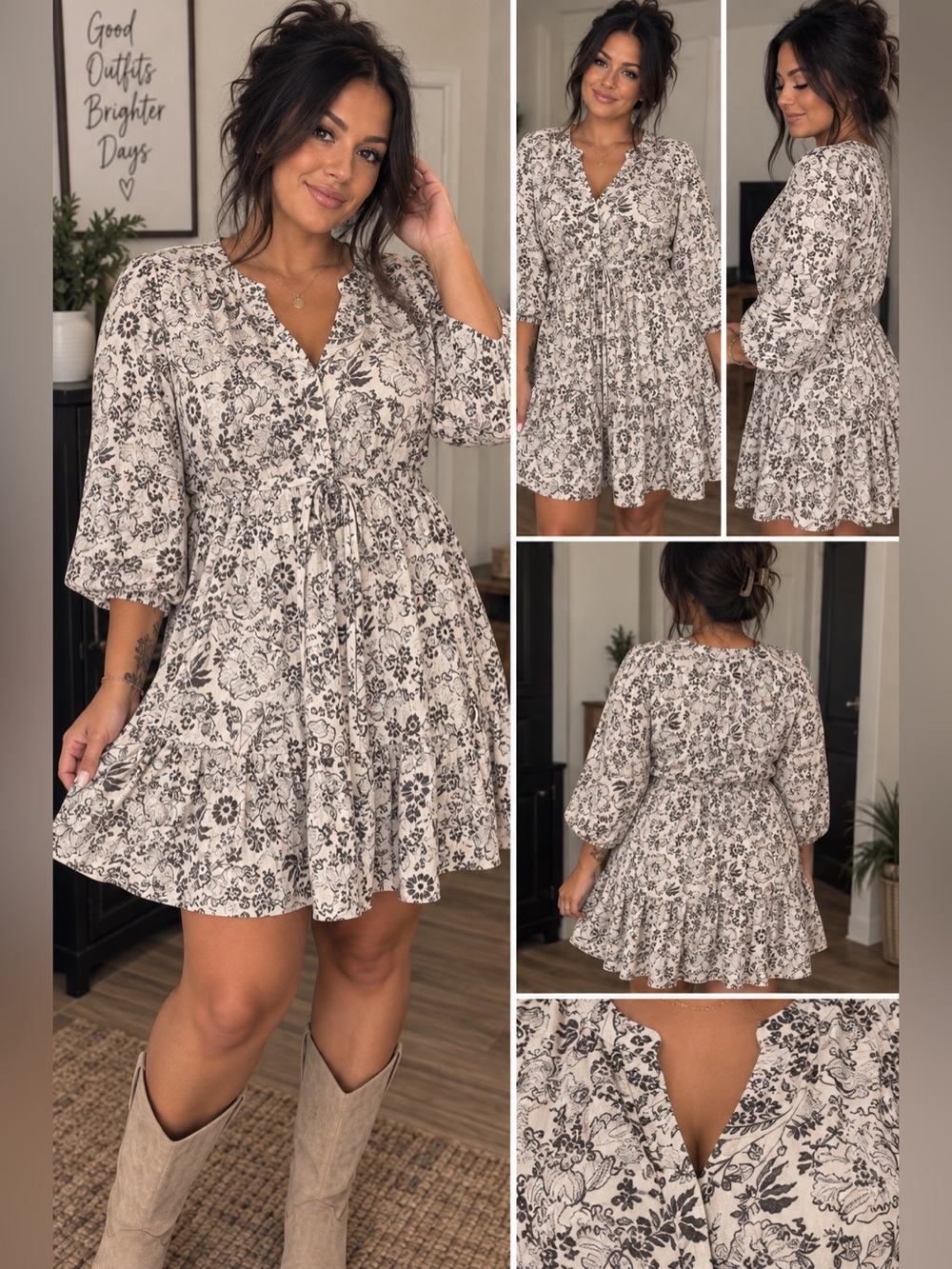 Fat Face Floral Tie-Waist Mini Dress (plus)
